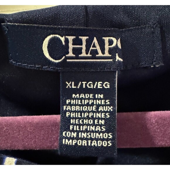 NWT Chaps Navy Blue White Sleeveless Knit Gathered Waist Dress Sz XL Career - Picture 7 of 8